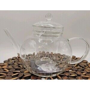 Stovetop Safe Glass Teapot with Removable  Glass Infuser 40 Oz Lead Free